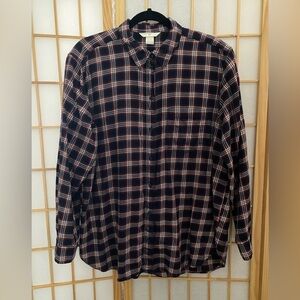 H&M Women’s Blue and Red Plaid Button-Down Shirt